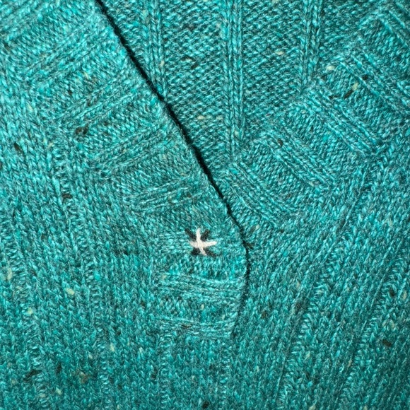WOOLRICH Sweater Vintage Y2K V-neck Teal Ribbed Wool Blend Pullover Women’s L - Picture 7 of 16
